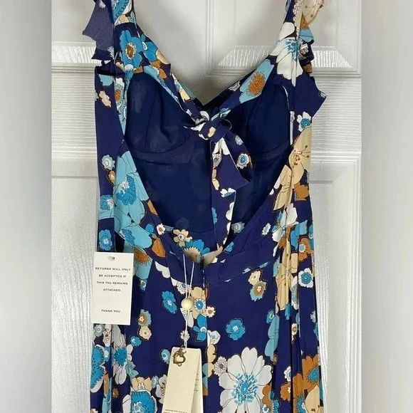 ✨For Love & Lemons Magnolia Ruffled Jumper Midnight Bloom, Size Small - Picture 13 of 16